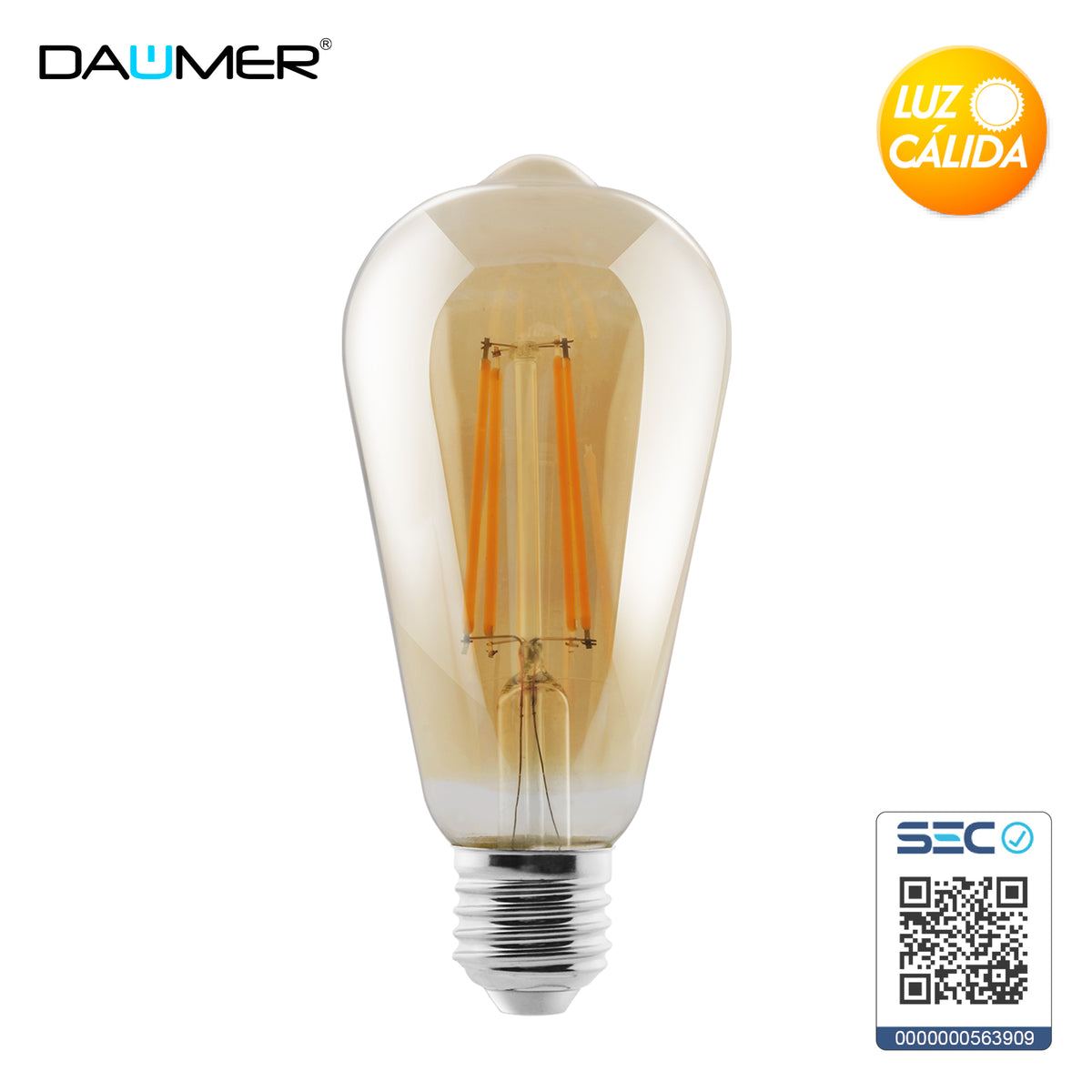 AMPOLLETA LED ST64 8W - Luz Cálida