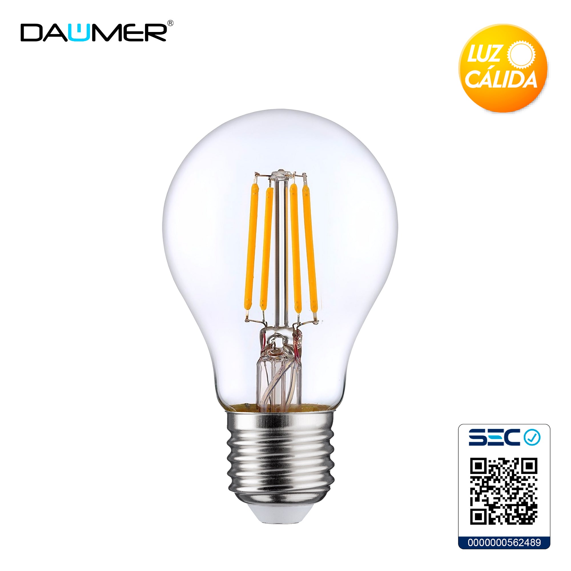 AMPOLLETA LED A60 AMBAR 7W