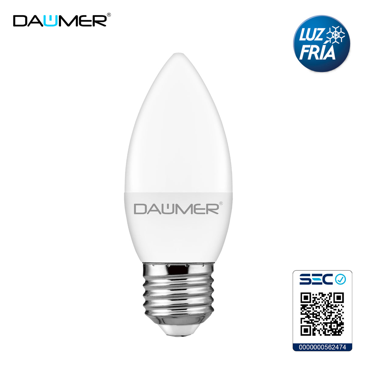 AMPOLLETA LED VELA 5W SOCKET E27 - Luz Fría