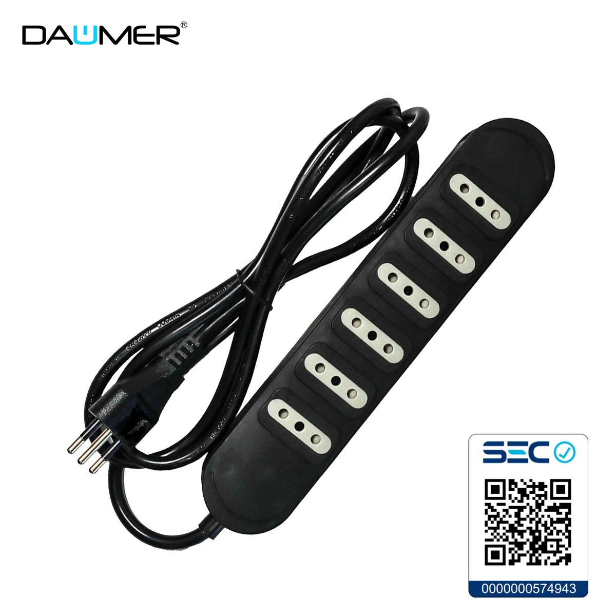 ALARGADOR 6 ENCHUFES NEGRO 1.5MTS
