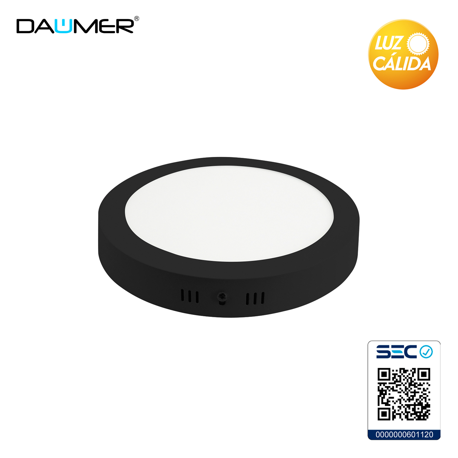 SOBREPUESTO LED REDONDO NEGRO 24W